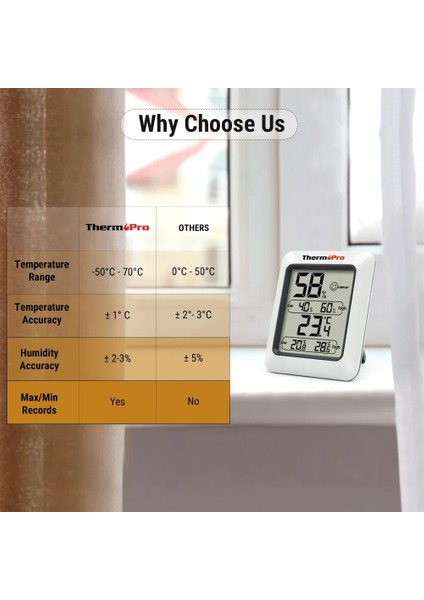 Thermopro TP50 Dijital Higrometre Oda Termometresi Kapalı Elektronik Sıcaklık Nem Monitörü Hava Istasyonu Ev Için (Yurt Dışından) modelleri