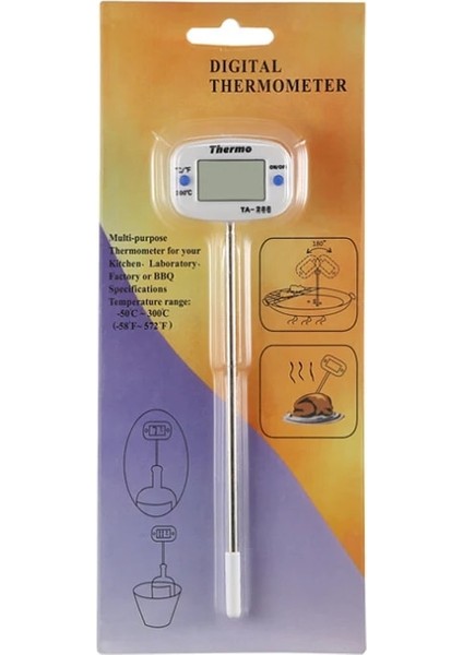 TA~300 Gıda Gıda Paslanmaz Çelik Prob Termometre Elektronik Dijital Ekran Sıvı Izgara Termometresi TA-288 (Yurt Dışından)