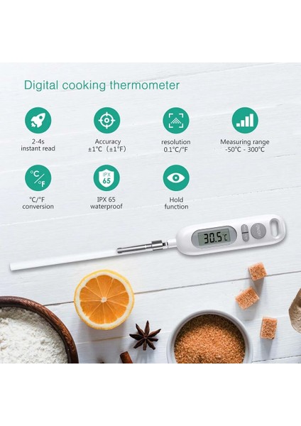 Beyaz Stil -50 ~ 300 Et Termometresi Barbekü Gıda Termometresi Mutfak Pişirme Paslanmaz Çelik Probe Süt Yağı Sıvı Fırın Sıcaklığı Aracı (Yurt Dışından) modelleri