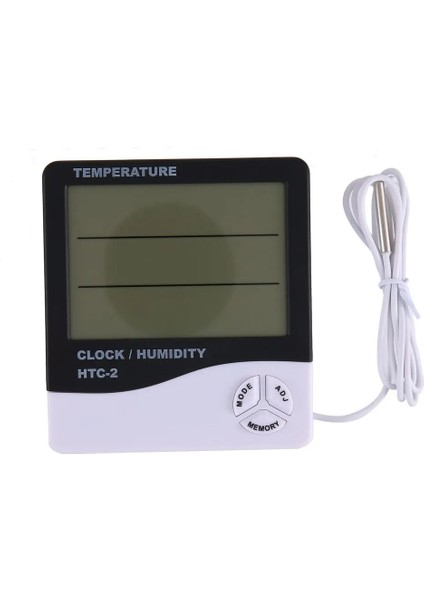 Zining Shop Htc-2 Tarzı Htc-1 Termohigrometre Tek Sıcaklık Büyük Ekran Ev Elektronik Termohigrometre, Çalar Saatli (Yurt Dışından)