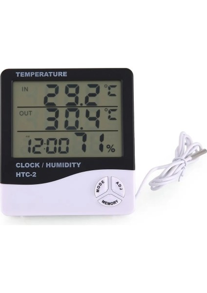 Zining Shop Htc-2 Tarzı Htc-1 Termohigrometre Tek Sıcaklık Büyük Ekran Ev Elektronik Termohigrometre, Çalar Saatli (Yurt Dışından)