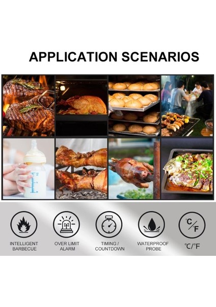Siyah Stil Dijital Mutfak Termometresi Paslanmaz Çelik Prob Izgara Zamanlayıcı Et Barbekü Gıda Sıcaklığı Barbekü Pişirme Araçları (Yurt Dışından) modelleri