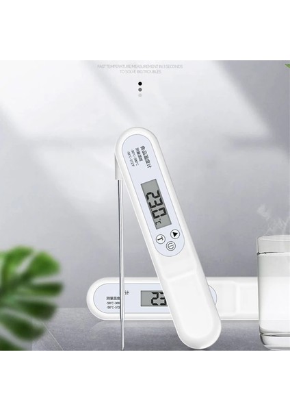 Beyaz Stil LED Ekran Probu ile Gıda Termometresi Anında Mutfak Dijital Pişirme Gıda Sondası Et Suyu Süt Pişirme Için Taşınabilir (Yurt Dışından)