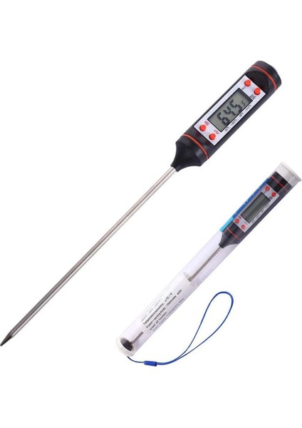 Siyah Stil Kahve Termometresi Mutfak Yağı Termometresi Barbekü Pişirme Sıcaklığı Ölçümü Elektronik Gıda Termometresi (Yurt Dışından)