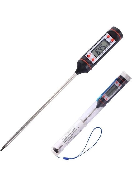 Siyah Stil Kahve Termometresi Mutfak Yağı Termometresi Barbekü Pişirme Sıcaklığı Ölçümü Elektronik Gıda Termometresi (Yurt Dışından) modelleri