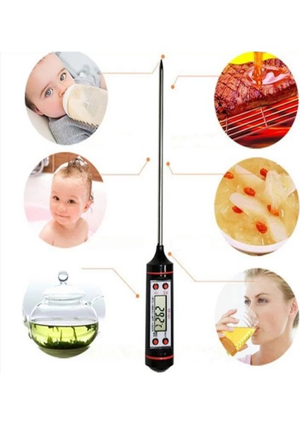Siyah Stil Kahve Termometresi Mutfak Yağı Termometresi Barbekü Pişirme Sıcaklığı Ölçümü Elektronik Gıda Termometresi (Yurt Dışından) indirimleri