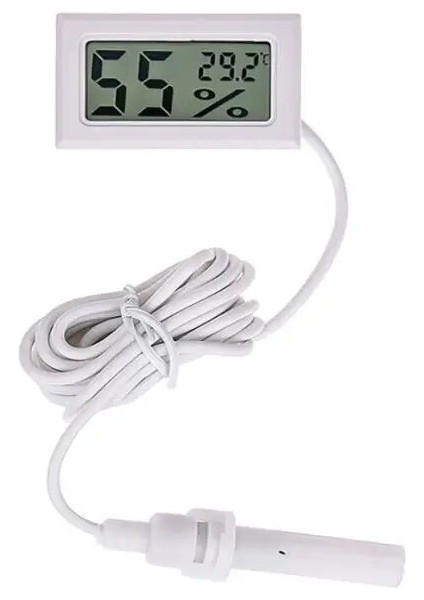 Beyaz Stil Elektronik Ekran Termometre Mini LCD Dijital Kullanışlı Higrometre Gömülü Gösterge Aletleri Sıcaklık Sensörü Prob Ölçer (Yurt Dışından)