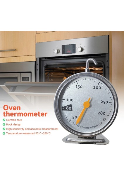 Paslanmaz Çelik Fırın Termometresi Asmak Veya Standı Büyük Kadran Pişirme Barbekü Pişirme Et Gıda Sıcaklık Ölçüm Aracı (Yurt Dışından)