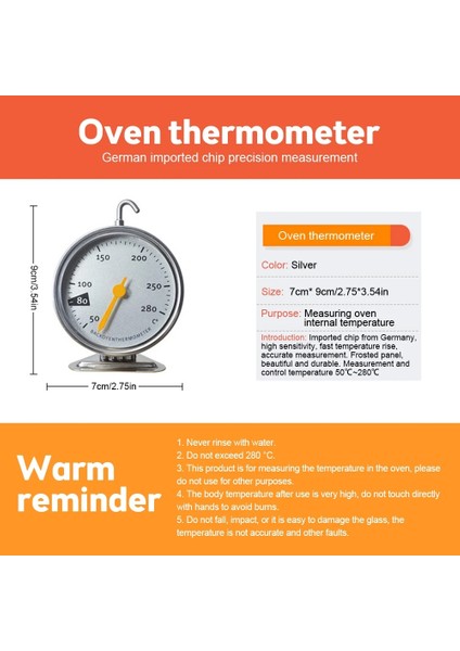 Paslanmaz Çelik Fırın Termometresi Asmak Veya Standı Büyük Kadran Pişirme Barbekü Pişirme Et Gıda Sıcaklık Ölçüm Aracı (Yurt Dışından) fiyatları