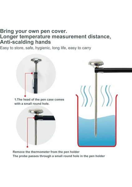 Siyah Stil Gıda Termometresi Fiziksel Algılama Pil Gerekmez Hassas Paslanmaz Çelik Süt Çay Kahve Içecekleri Mutfak Termometresi (Yurt Dışından) fırsatları
