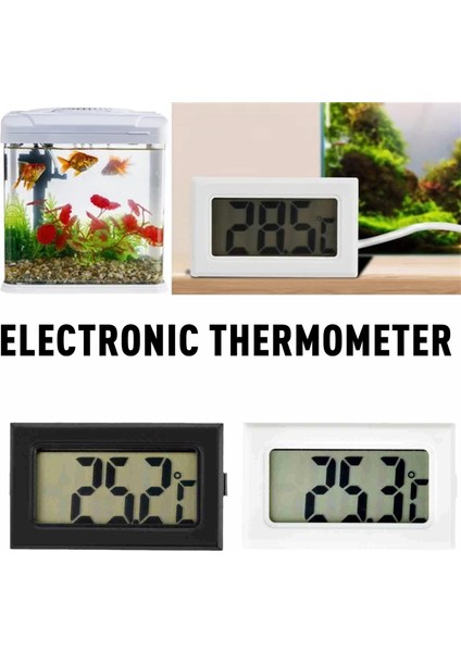 Siyah Stil Mini Dijital LCD Oto Araba Pet Balık Tankı Kapalı Uygun Sıcaklık Sensörü Elektronik Termometre Ölçer Termostat (Yurt Dışından)