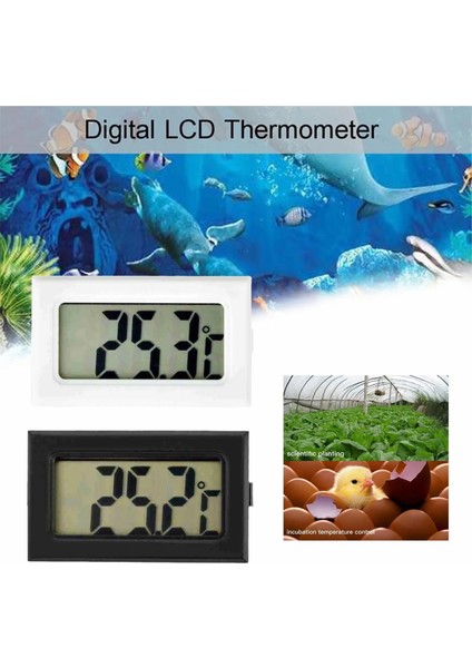 Siyah Stil Mini Dijital LCD Oto Araba Pet Balık Tankı Kapalı Uygun Sıcaklık Sensörü Elektronik Termometre Ölçer Termostat (Yurt Dışından)