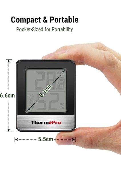Siyah Stil Thermopro TP49 Dijital Termometre Higrometre Kapalı Hava Istasyonu Ev Mini Oda Termometresi Sıcaklık Nem Monitörü (Yurt Dışından) fırsatları