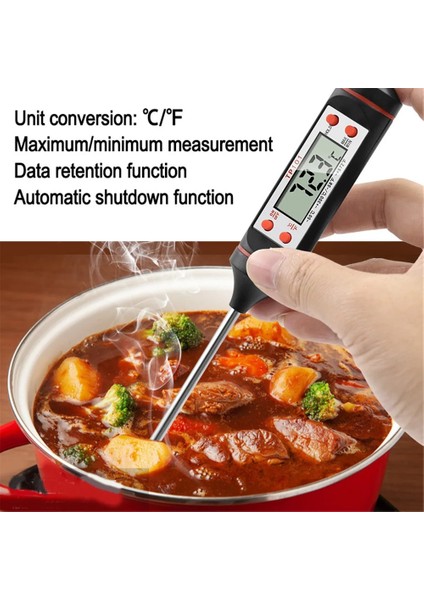 Beyaz Stil Mutfak Gıda Termometresi Dijital Ekran Yemek Pişirmek Için Barbekü Et Kek Süt Şeker Kızartma Izgara Yağ Su Fırın Yemek Ev Termometresi (Yurt Dışından) fırsatları