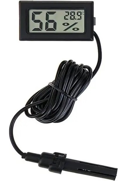 Siyah Stil Kullanışlı Termometre Sıcaklık Kapalı Gömülü Prob Ölçer Mini LCD Dijital Sıcaklık ve Nem Ölçer Higrometre (Yurt Dışından)