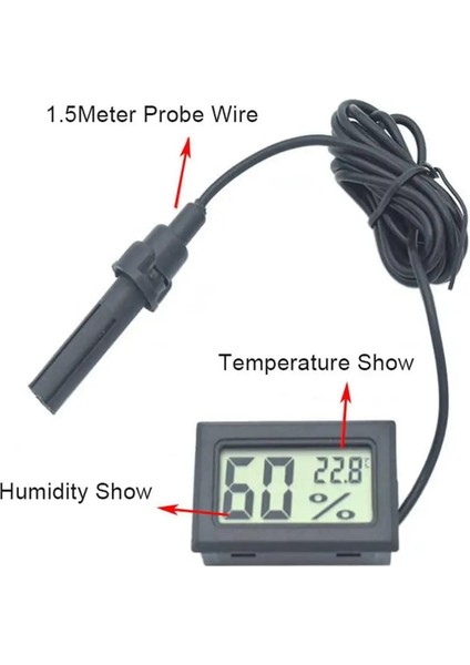 Siyah Stil Kullanışlı Termometre Sıcaklık Kapalı Gömülü Prob Ölçer Mini LCD Dijital Sıcaklık ve Nem Ölçer Higrometre (Yurt Dışından) modelleri