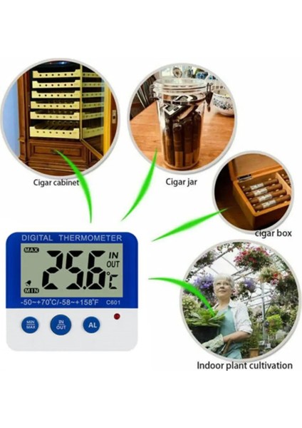 Beyaz Stil LED Buzdolabı Dondurucu Dijital Termometreler Sıcaklık Nem Ölçer Mutfak Malzemeleri Için LED Gösterge Alarm Fonksiyonu ile (Yurt Dışından) fiyatları