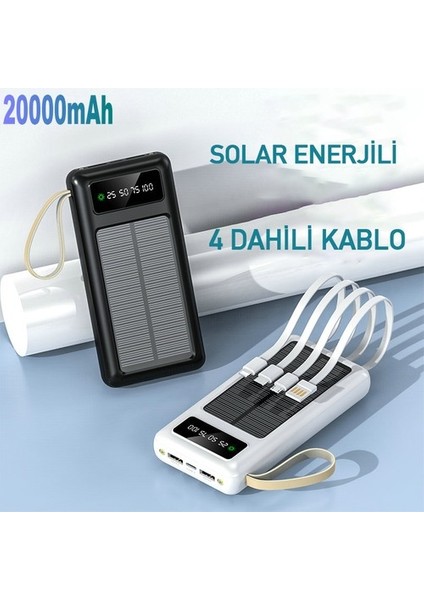 Acl 30000 Mah Powerbank Göstergeli Powerbank Solar Fenerli Güneş Enerjili Type C - Lightning - Micro USB - USB Kablolu Powerbank Taşınabilir Şarj Aleti Hızlı Şarj Aleti Powerbank Pw-60 fiyatları