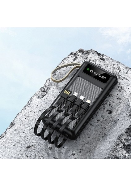 Acl 30000 Mah Powerbank Göstergeli Powerbank Solar Fenerli Güneş Enerjili Type C - Lightning - Micro USB - USB Kablolu Powerbank Taşınabilir Şarj Aleti Hızlı Şarj Aleti Powerbank Pw-60 modelleri