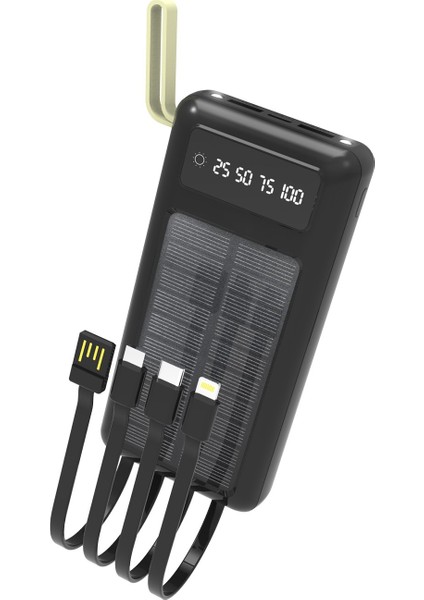 Acl 30000 Mah Powerbank Göstergeli Powerbank Solar Fenerli Güneş Enerjili Type C - Lightning - Micro USB - USB Kablolu Powerbank Taşınabilir Şarj Aleti Hızlı Şarj Aleti Powerbank Pw-60 fırsatları