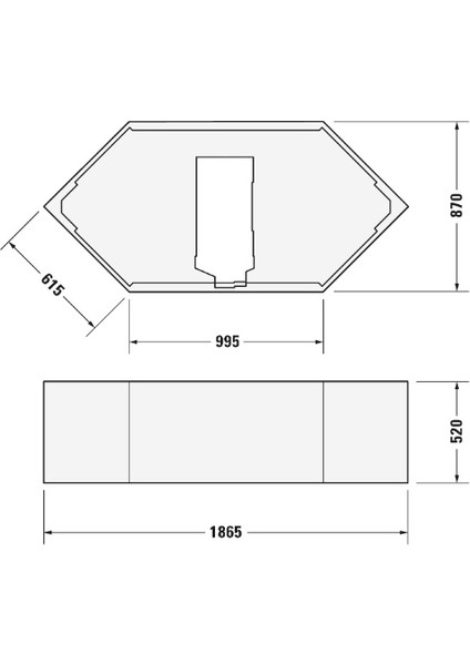 Küvet D-Code Altıgen Gömme Ankastre 190X90 ( Panel ve Sifon Hariç )