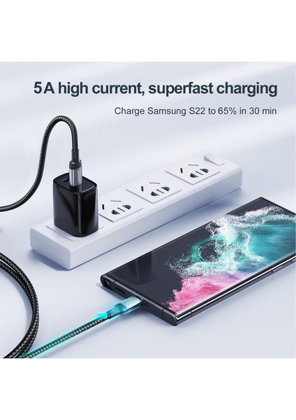 100W Type-C'den Type-C Örgü Şarj ve Data Kablosu 3 Metre fırsatları