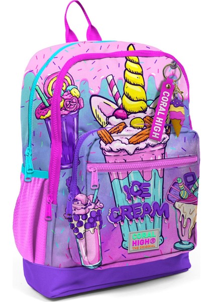 Kids Pembe Mor Milkshake Dondurma Desenli Okul Sırt Çantası 23749
