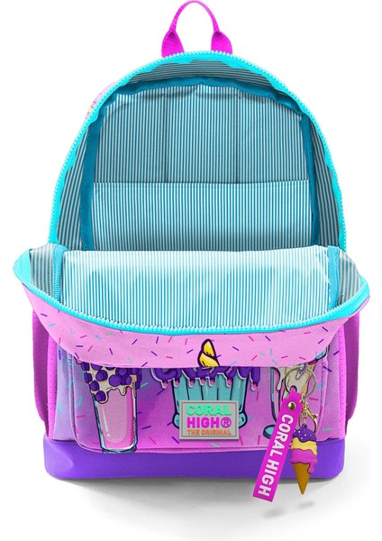 Kids Pembe Mor Milkshake Dondurma Desenli Okul Sırt Çantası 23749
