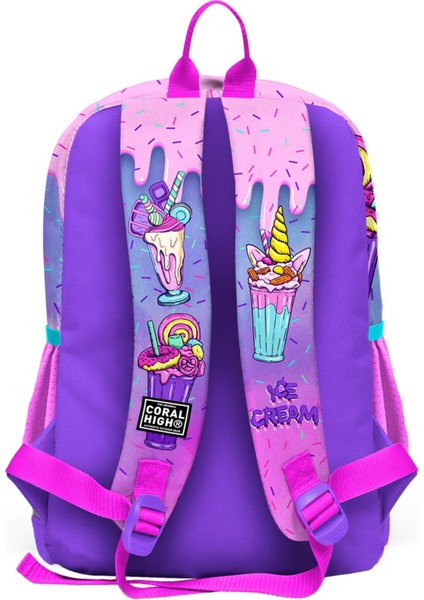 Kids Pembe Mor Milkshake Dondurma Desenli Okul Sırt Çantası 23749