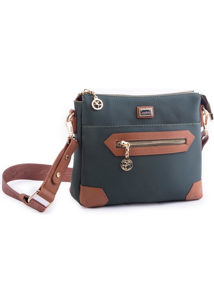 Kadın Postacı Çapraz Çanta Yeşil Taba Karaca (En 25 cm ;boy 22 cm )