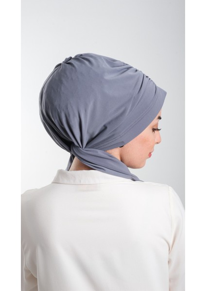 Füme Pratik Hazır Geçmeli Tesettür Bone Kesik Elyaf Sade 2111_25 modelleri