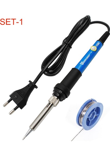 220V / 110V 60W Ayarlanabilir Sıcaklık Elektrikli Havya Lehim Istasyonu 5 Adet Ipuçları Lehim Teli Macunu Akı (Yurt Dışından)