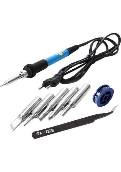 220V / 110V 60W Ayarlanabilir Sıcaklık Elektrikli Havya Lehim Istasyonu 5 Adet Ipuçları Lehim Teli Macunu Akı (Yurt Dışından)