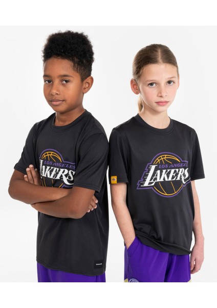 Tarmak Çocuk Basketbol Tişörtü - Siyah - TS 900 NBA Lakers