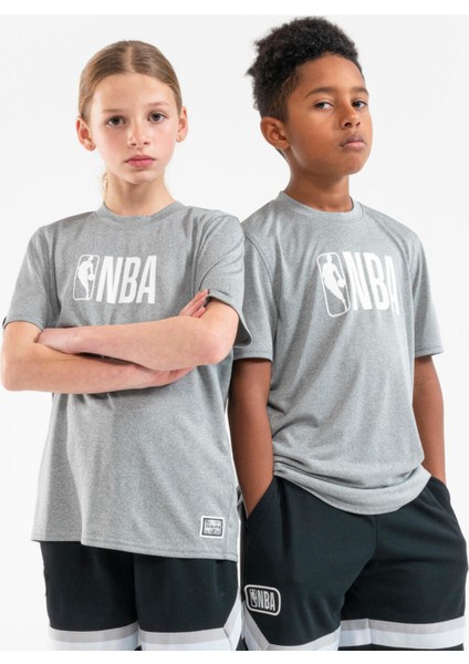 Tarmak Çocuk Basketbol Tişörtü - Gri - TS 900 NBA