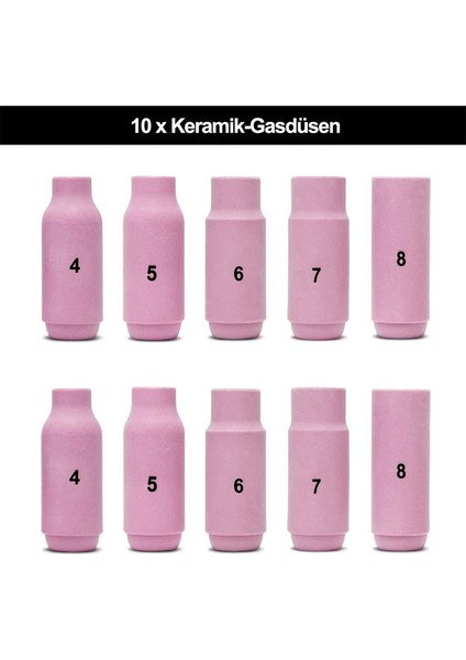 Tıg Kaynak Aksesuarları Seti, Adaptör Kılıfları+ Muhafaza+ Seramik Nozullar+ Wp-26 Tıg Kaynak Torcu Için Tungsten Elektrotlar (Yurt Dışından)