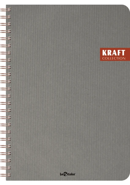 Kraft Ofis Defter Spiralli Kareli Gri