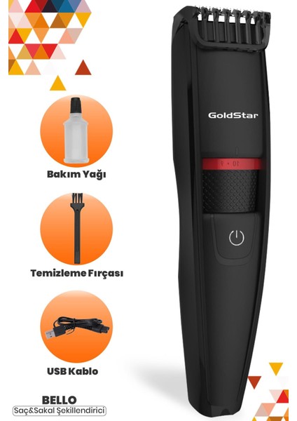 Bello GS-7006 Kablosuz Şarjlı 20 Kademeli Saç ve Sakal Şekillendirici Kesme Makinesi