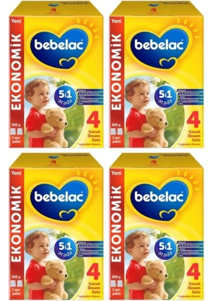 Bebelac 4 Devam Sütü 800 gr 1 Yaş+ x 4 Adet