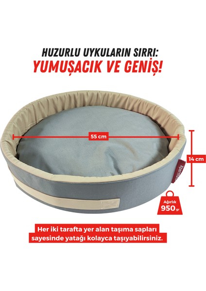 Sünger Simit Köpek Yuvası Küçük Irk Köpek Yatağı ve Kedi Yatağı 55 cm Antrasit Bej fiyatları