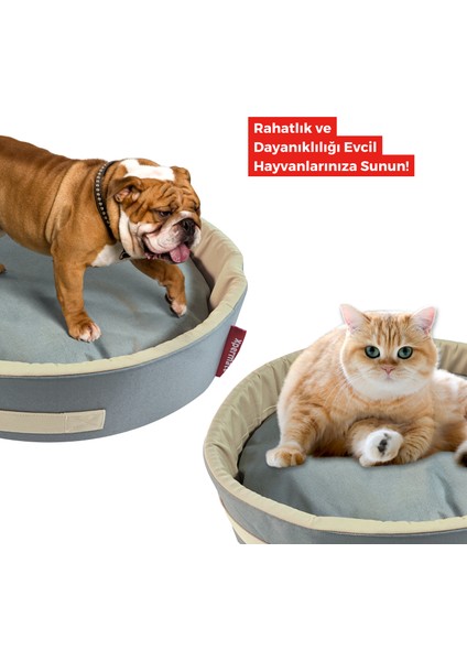 Sünger Simit Köpek Yuvası Küçük Irk Köpek Yatağı ve Kedi Yatağı 55 cm Antrasit Bej fırsatları