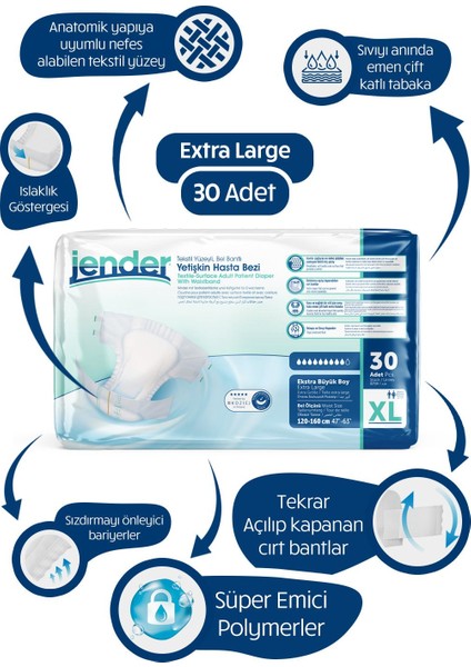 Bel Bantlı Hasta Bezi Xlarge 30 Adet