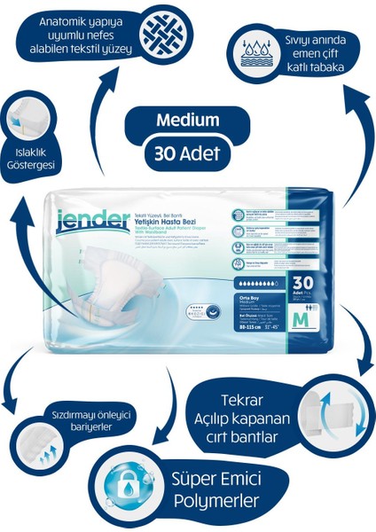 Bel Bantlı Yetişkin Hasta Bezi Medium 30 Adet