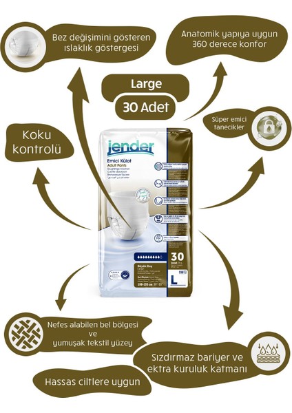 L Büyük Boy Emici Külot 30'lu 1 Paket fırsatları