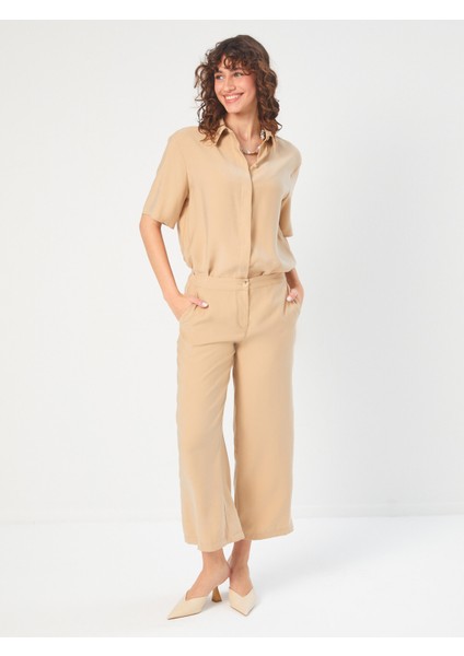 Yanları Yırtmaçlı Modallı Comfort Fıt Capri 68213