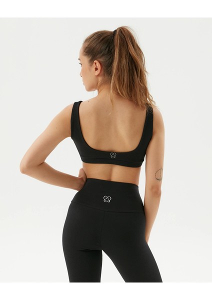 Ayma Active Siyah Organik Pamuk Low Back Bra Sırt Dekolteli Yoga Spor Sütyeni