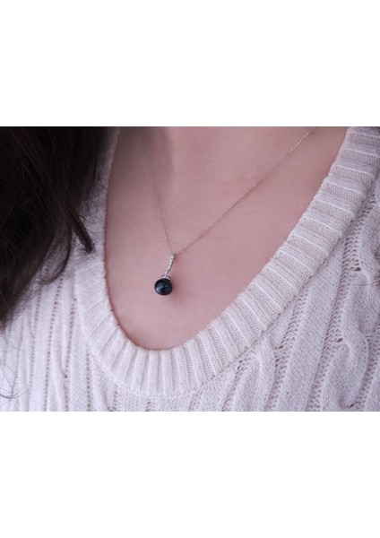 Pırlanta Taşlı Siyah Inci Kolye 0417P0064 fiyatları