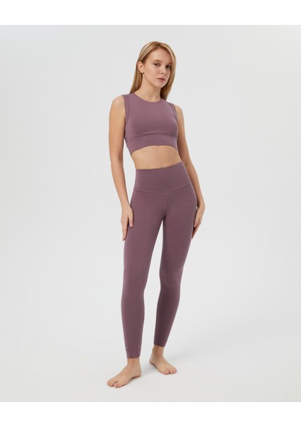 Lila EcoVero Sırt Dekolteli Drape Detaylı Crop Sırt Pencereli Büstiyer modelleri