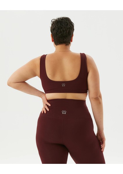 Ayma Active Kahverengi Organik Pamuk Low Back Bra Sırt Dekolteli Yoga Sütyeni