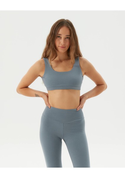 Mavi Organik Pamuk Low Back Bra Sırt Dekolteli Pilates Sütyeni